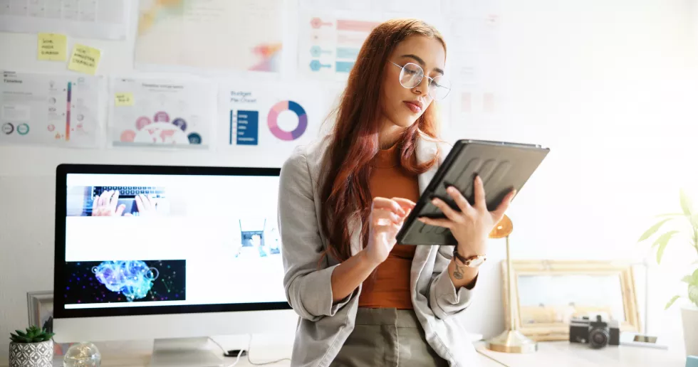 planning-research-tablet-with-business-woman-office-reading-company-shares-profit-margin-data-report-finance-growth-infographic-with-person-agency-statistics-chart